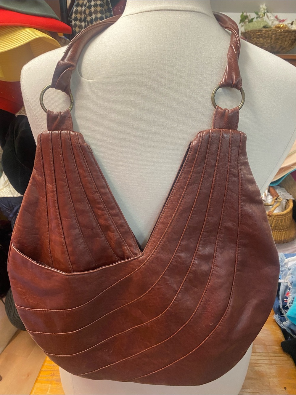 Icing - retro y2k - boho style- Brown Quilted Faux Leather Shoulder Bag